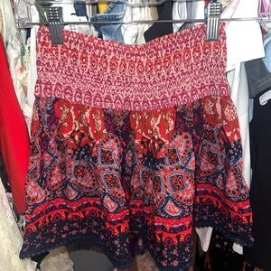 NWT Hollister Red and Blue Patterned Skater Skirt